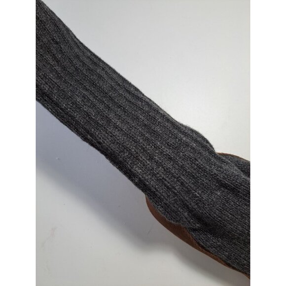 L.L.Bean Suede Sole Knit Slipper Socks For Men Size L M(10 1/2-11 1/2) Gray/Brow - Picture 4 of 10
